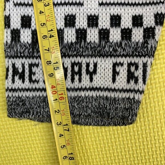 Vintage 80s Adele Boho Knit Sweater Newspaper Print Acrylic Knit Size Medium Rap - Picture 7 of 12